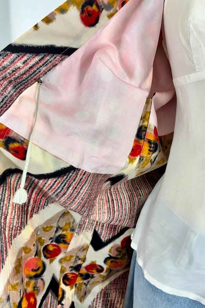 Vintage 1940s Ikat Silk Kimono Cardigan-ThisBlueBird