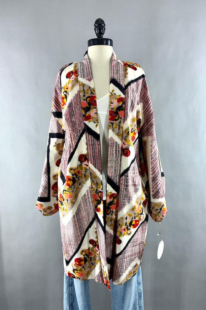 Vintage 1940s Ikat Silk Kimono Cardigan-ThisBlueBird