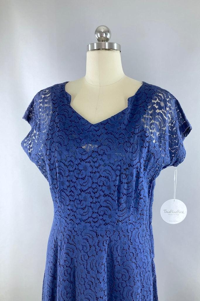 Vintage 1940s Navy Blue Lace Dress & Slip – ThisBlueBird