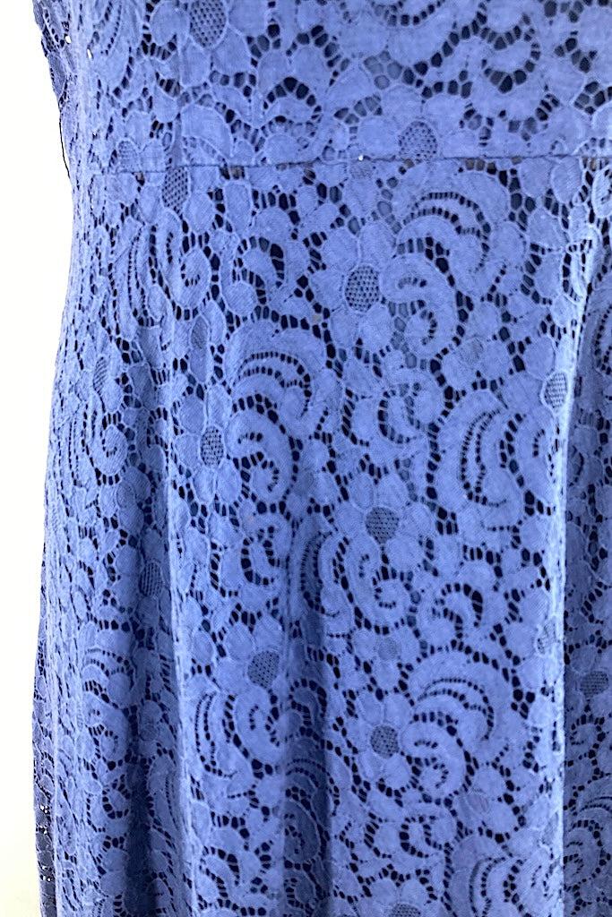 Vintage 1940s Navy Blue Lace Dress &amp; Slip-ThisBlueBird