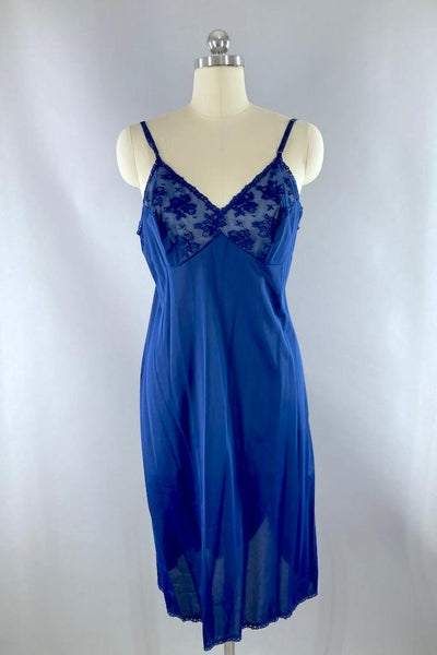 Vintage 1940s Navy Blue Lace Dress & Slip-ThisBlueBird