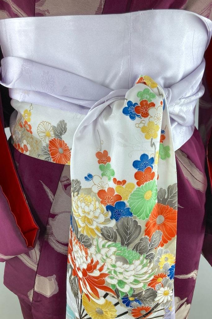Vintage 1940s Purple Silver Floral Kimono-ThisBlueBird