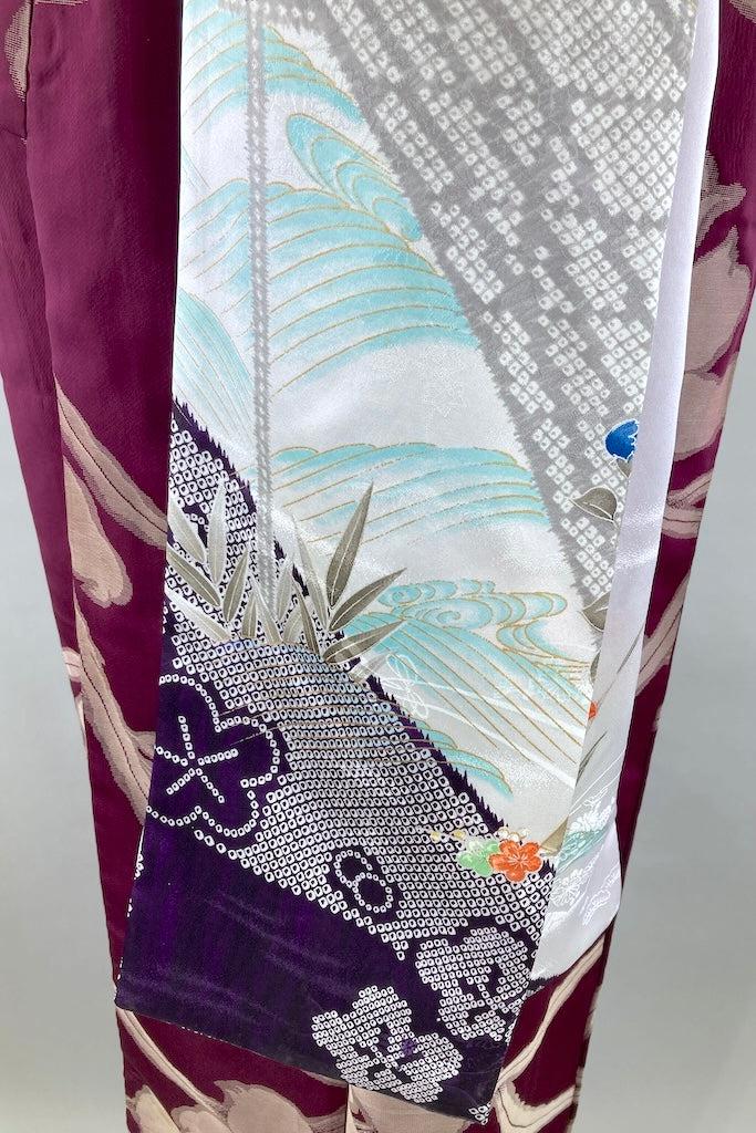 Vintage 1940s Purple Silver Floral Kimono-ThisBlueBird