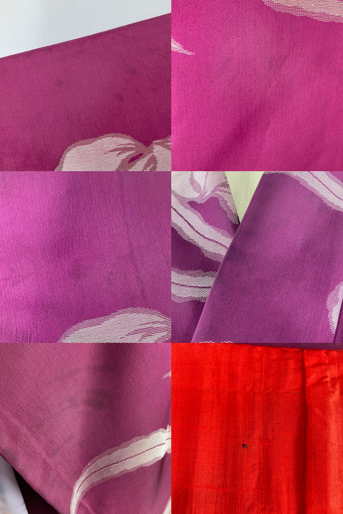 Vintage 1940s Purple Silver Floral Kimono-ThisBlueBird