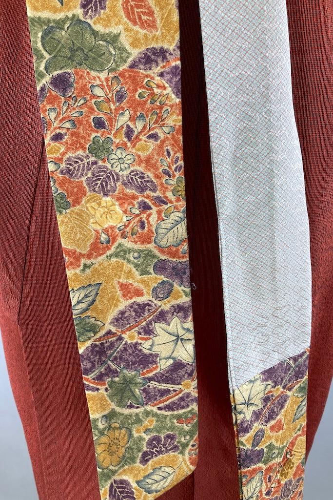 Vintage 1940s Rust Red Orange Silk Kimono-ThisBlueBird