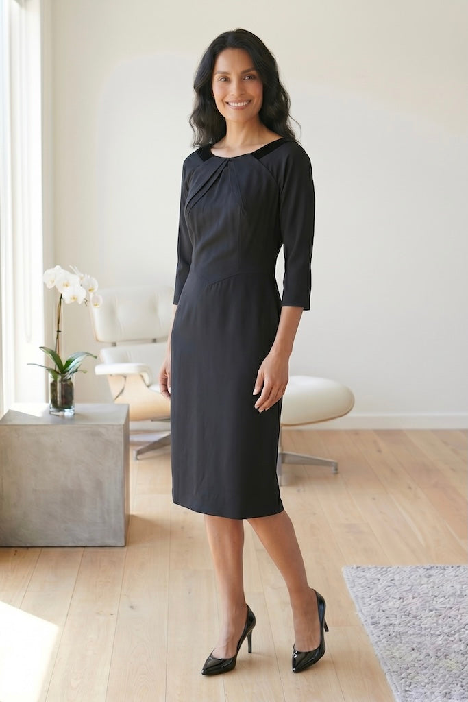 Vintage 1950s Black Taffeta New Look Dress-ThisBlueBird
