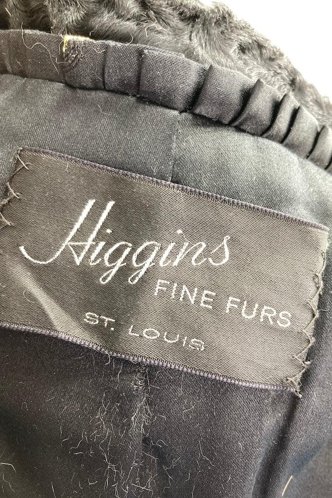 Vintage 1950s Curly Lamb Fur Coat with Mink Collar-ThisBlueBird
