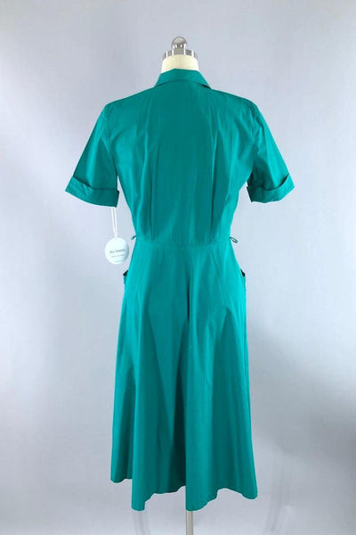 Vintage 1950s Emerald Hourglass Dress-ThisBlueBird