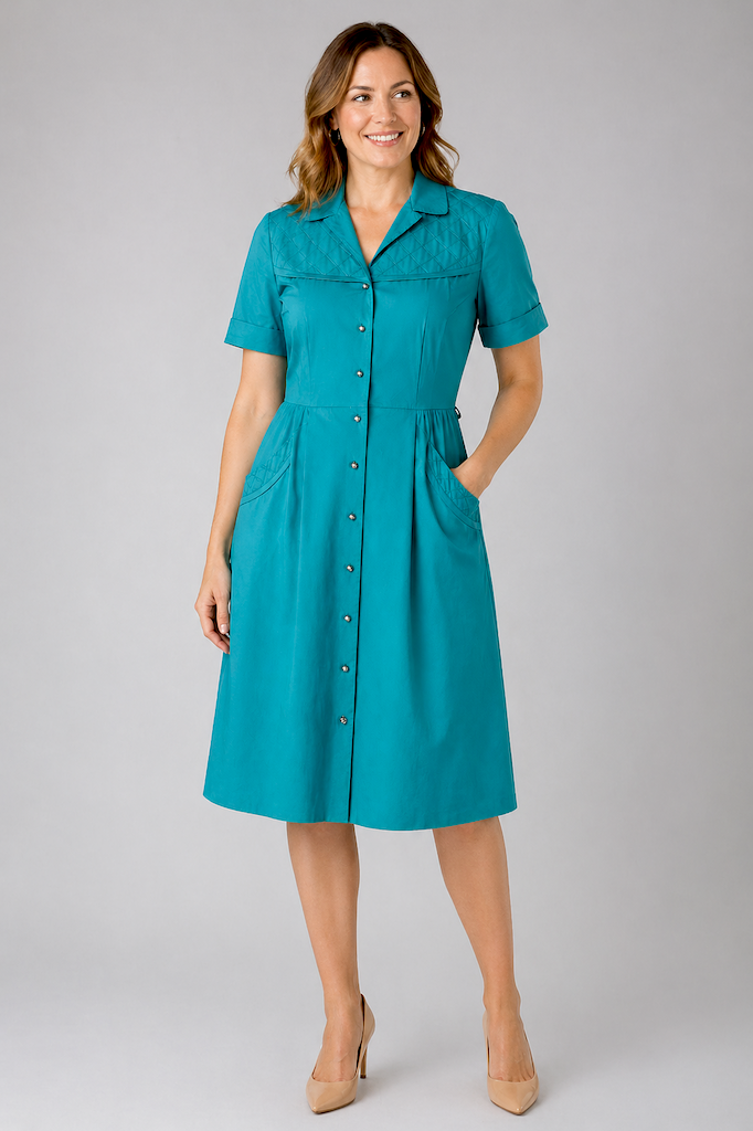 Vintage 1950s Emerald Hourglass Dress-ThisBlueBird