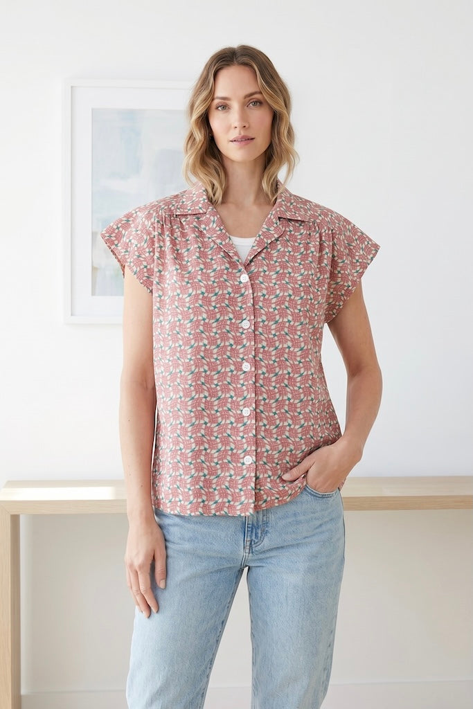 Vintage 1950s Feedsack Cotton Blouse-ThisBlueBird