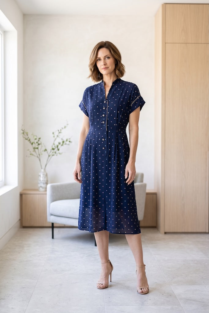 Vintage 1950s Navy Day Dress-ThisBlueBird