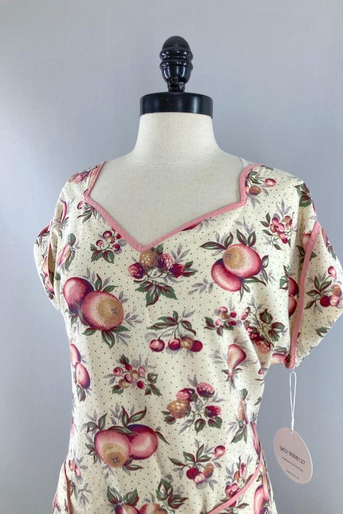 Vintage 1950s Summer Peaches Smock Apron-ThisBlueBird