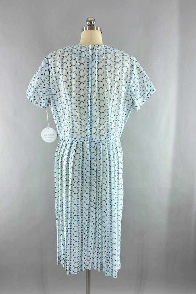 Vintage 1960s Blue Eyelet Day Dress-ThisBlueBird