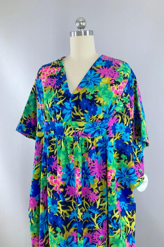 Vintage 1960s Hawaiian Caftan Dress-ThisBlueBird
