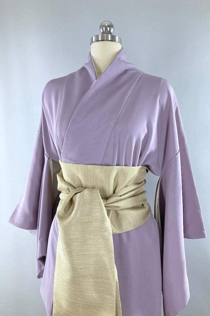 Vintage 1960s Lavender Shimp Silk Kimono-ThisBlueBird