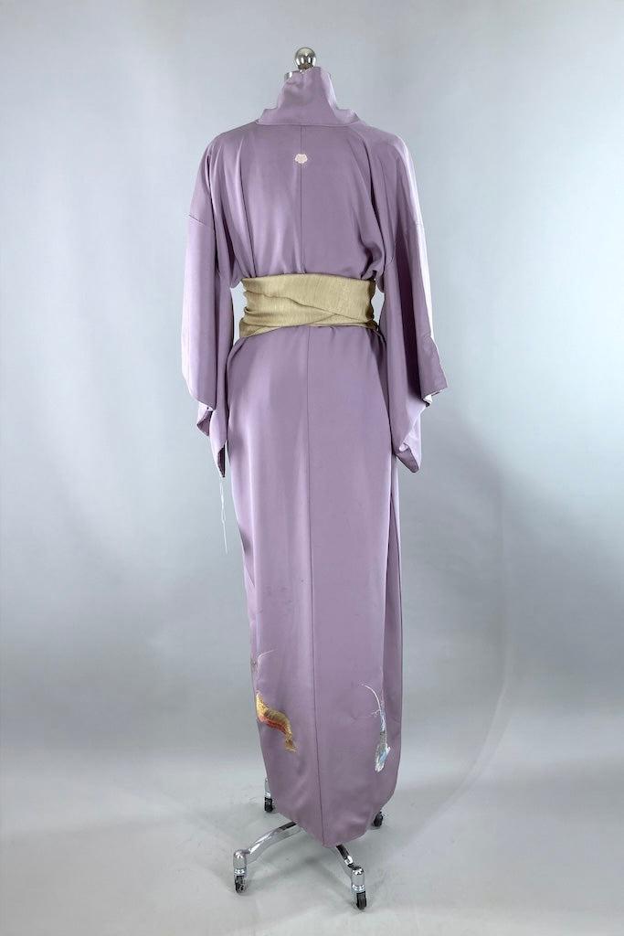 Vintage 1960s Lavender Shimp Silk Kimono-ThisBlueBird