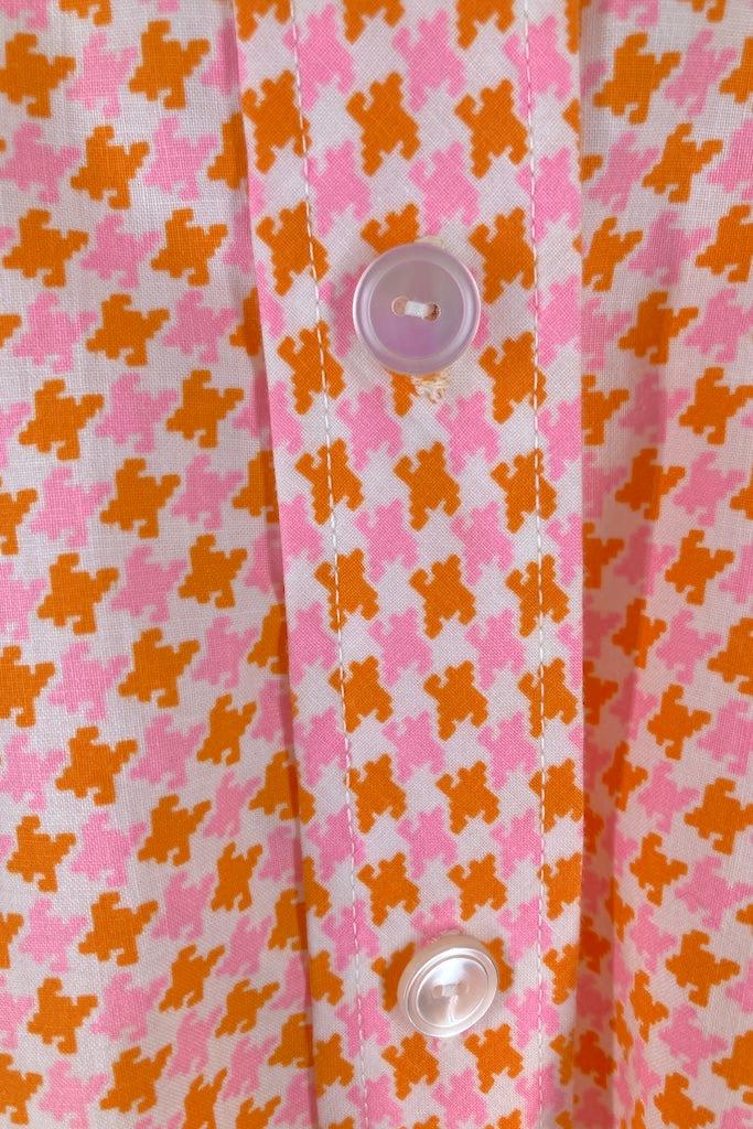 Vintage 1960s Pink &amp; Orange Houndstooth Romper-ThisBlueBird