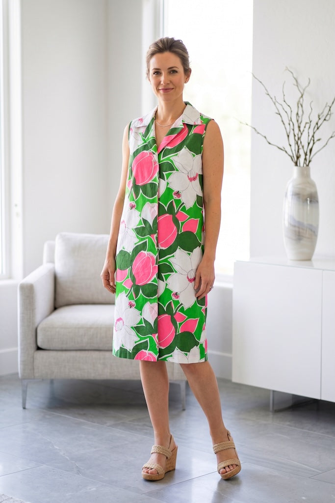 Vintage 1960s Preppy Floral Sundress-ThisBlueBird