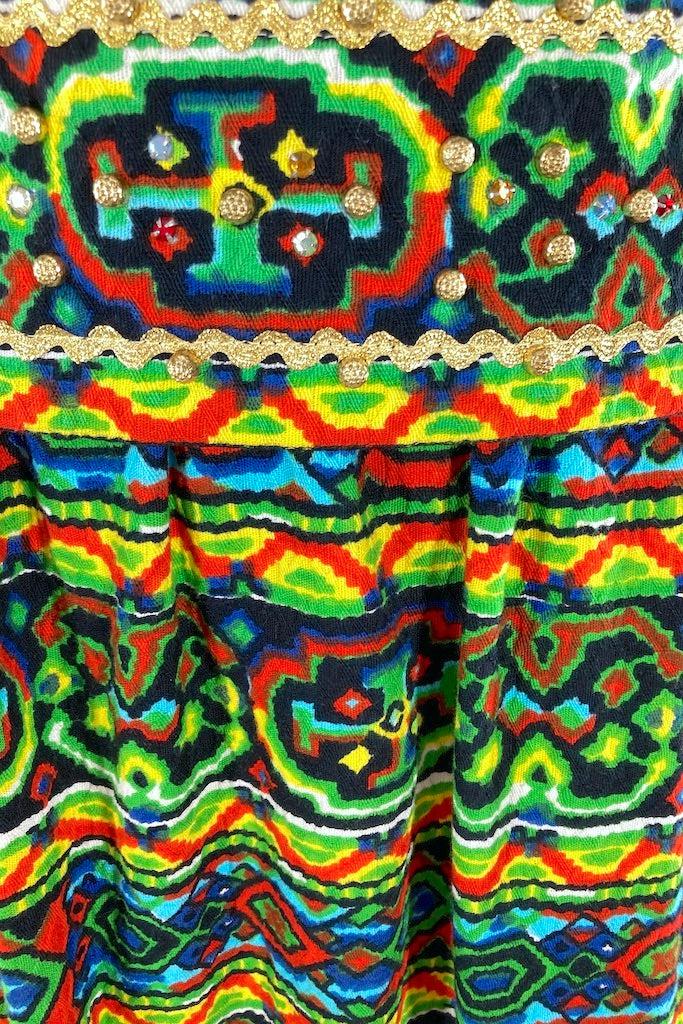Vintage 1960s Rainbow Abstract Maxi Dress-ThisBlueBird