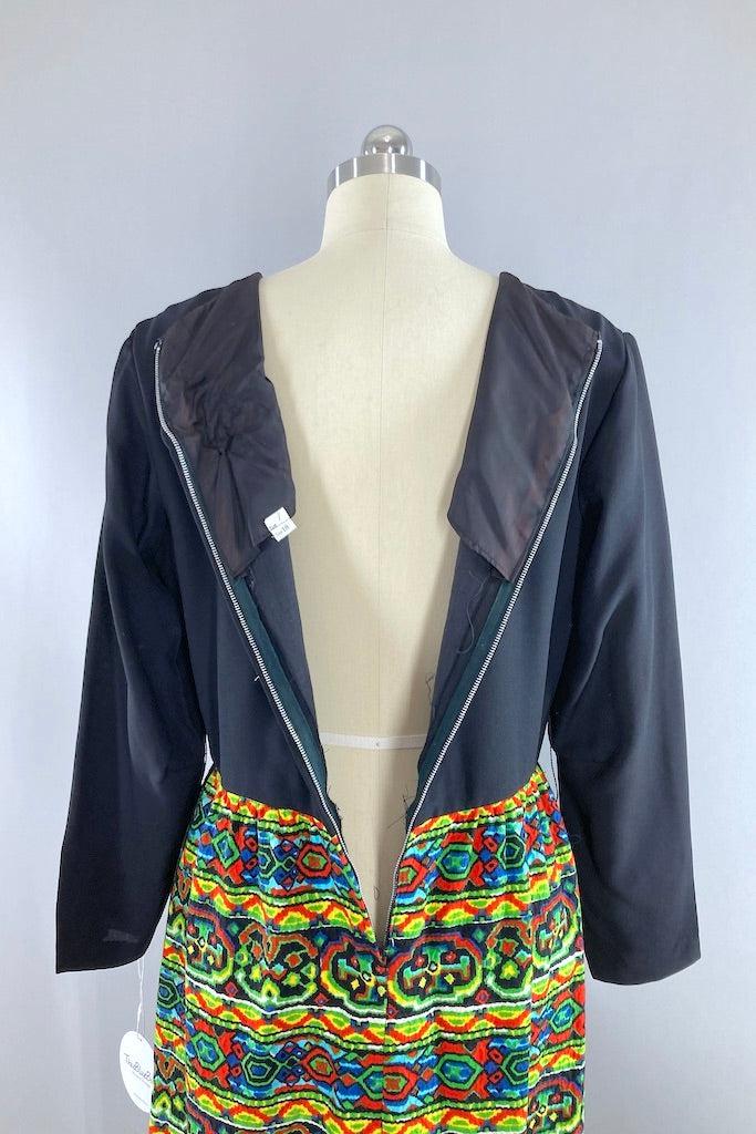 Vintage 1960s Rainbow Abstract Maxi Dress-ThisBlueBird