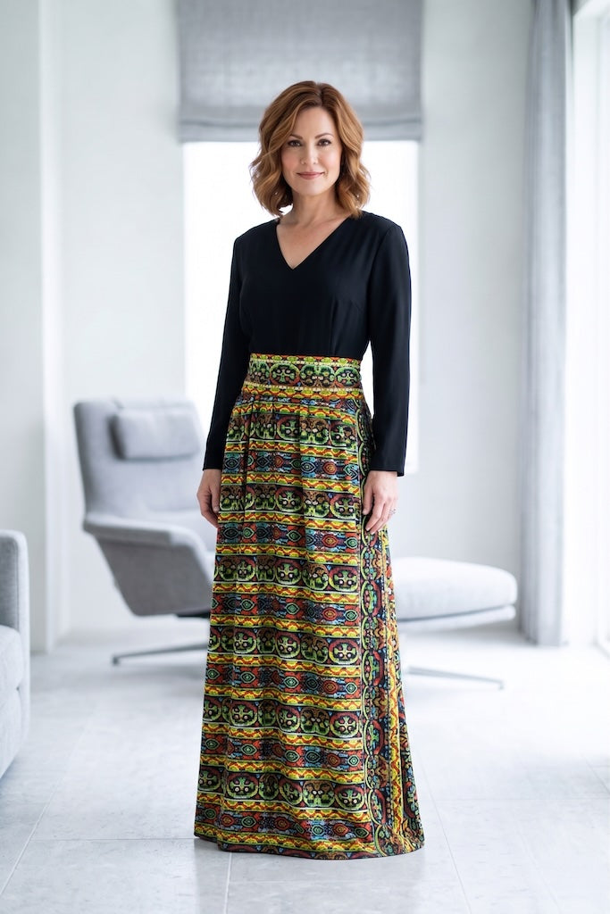 Vintage 1960s Rainbow Abstract Maxi Dress-ThisBlueBird