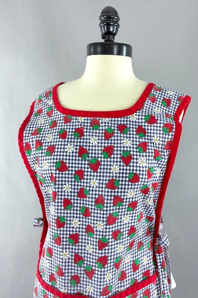 Vintage 1960s Strawberries Smock Apron-ThisBlueBird