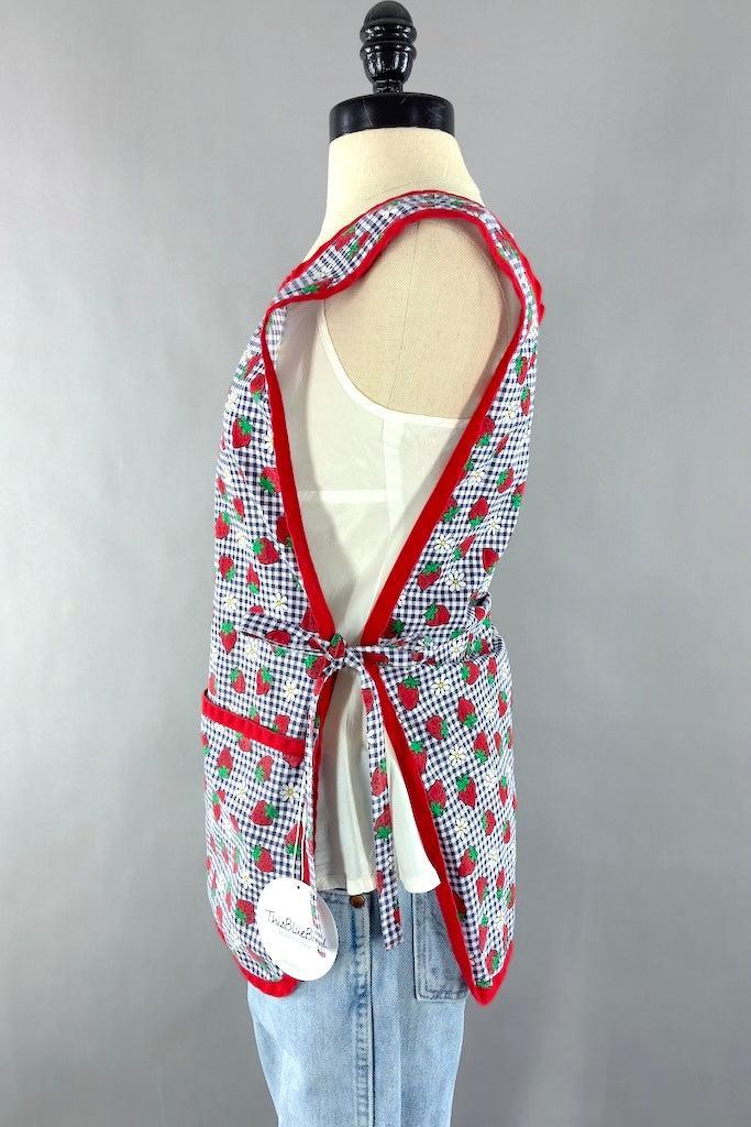 Vintage 1960s Strawberries Smock Apron-ThisBlueBird