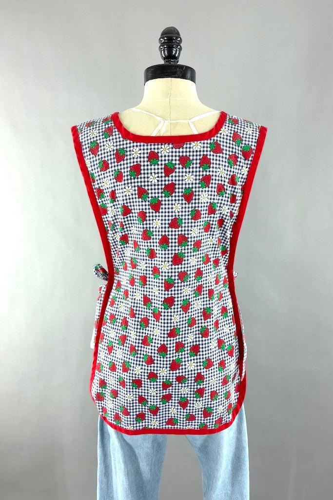 Vintage 1960s Strawberries Smock Apron-ThisBlueBird