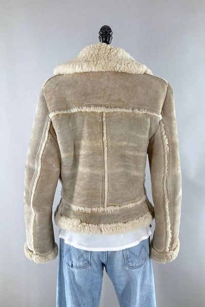 Vintage 1960s Suede Leather Sherpa Jacket-ThisBlueBird