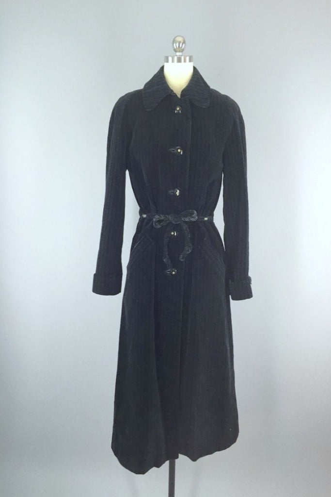 Vintage Black Velvet Coat-ThisBlueBird