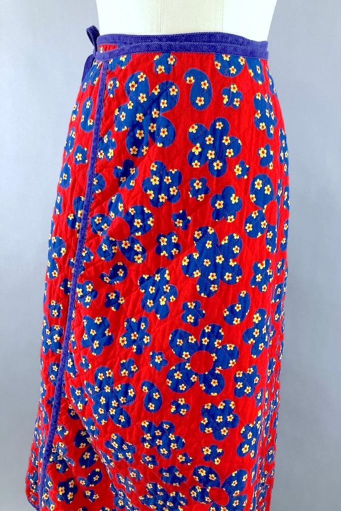 Vintage 1970s Quilted Wrap Skirt-ThisBlueBird