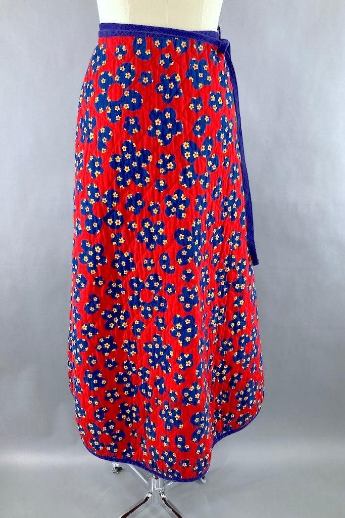 Vintage 1970s Quilted Wrap Skirt-ThisBlueBird