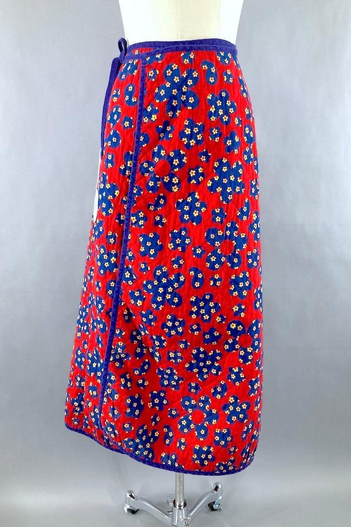 Vintage 1970s Quilted Wrap Skirt-ThisBlueBird