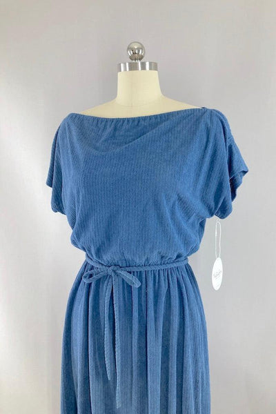 Vintage 1980s Blue Terry Dress-ThisBlueBird