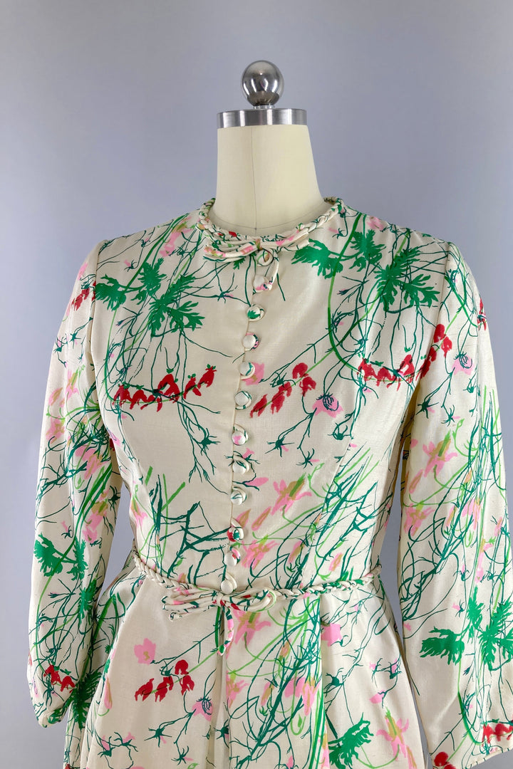 Vintage 1980s Floral Day Dress-ThisBlueBird