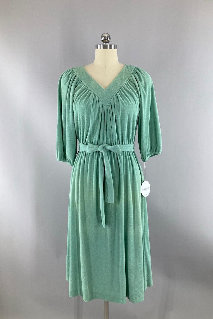 Vintage 1980s Green Terry Dress-ThisBlueBird