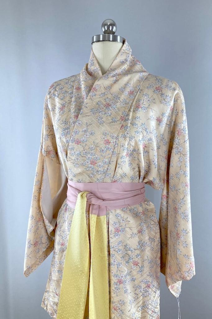 Vintage 1980s Pastel Maple Leaf Kimono-ThisBlueBird