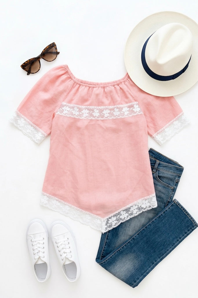 Vintage 1980s Pink Lace Tunic-ThisBlueBird