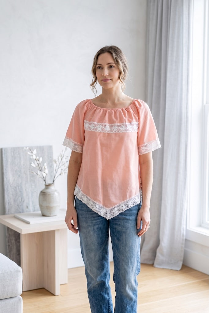 Vintage 1980s Pink Lace Tunic-ThisBlueBird