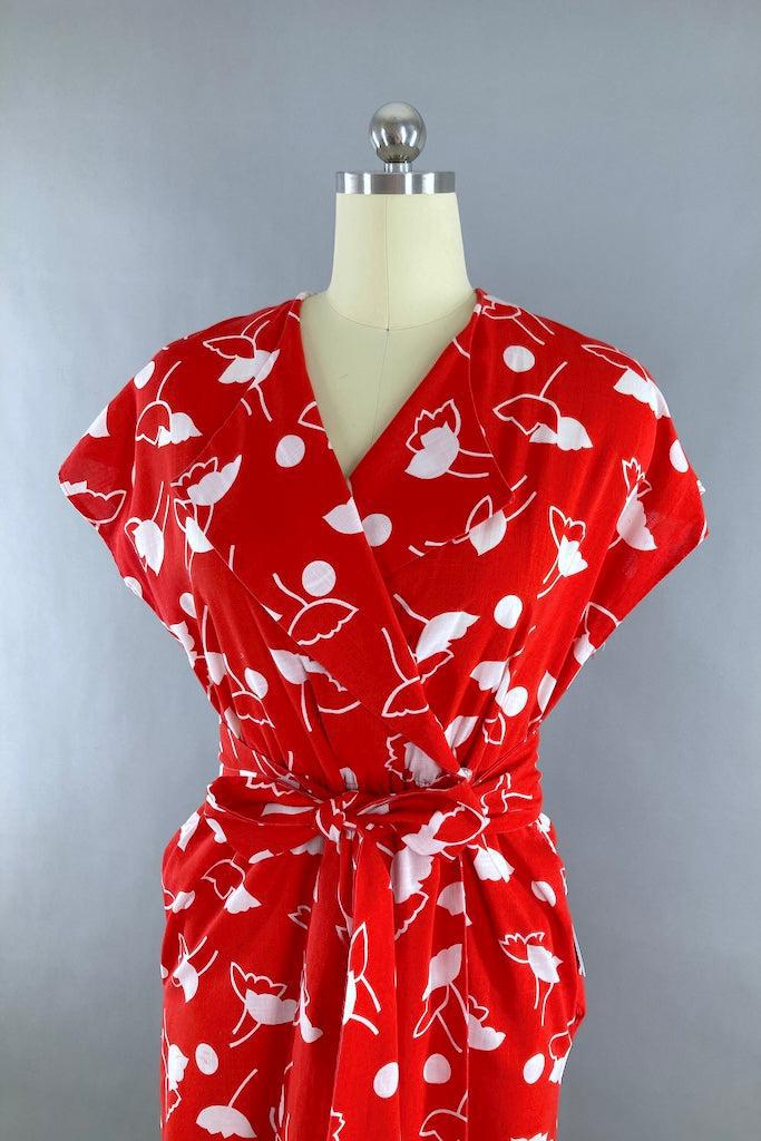 Vintage 1980s Red Tulip Dress-ThisBlueBird