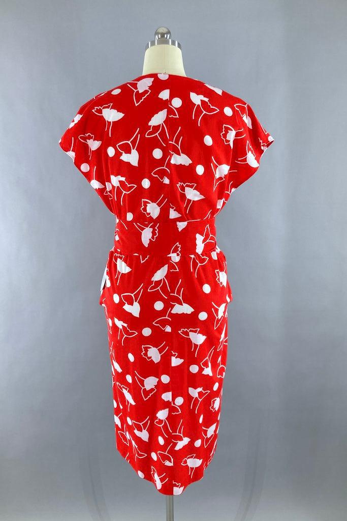 Vintage 1980s Red Tulip Dress-ThisBlueBird