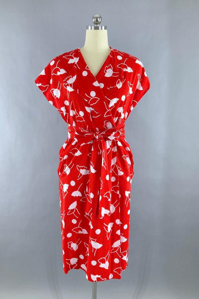 Vintage 1980s Red Tulip Dress-ThisBlueBird