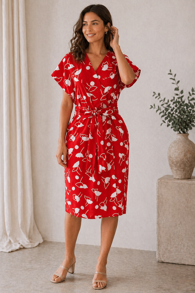 Vintage 1980s Red Tulip Dress-ThisBlueBird