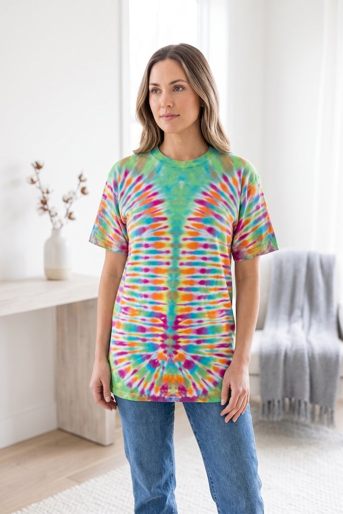 Vintage 1980s Tie Dye T-Shirt - Green Wave-ThisBlueBird