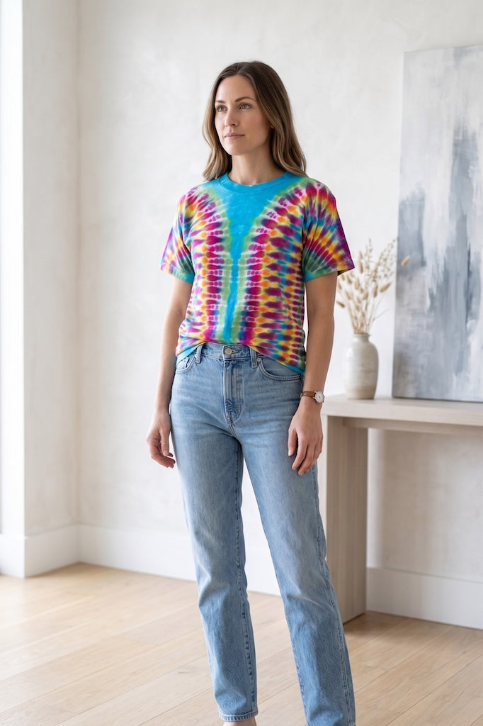 Vintage 1980s Tie Dye Tee - Blue Wave-ThisBlueBird