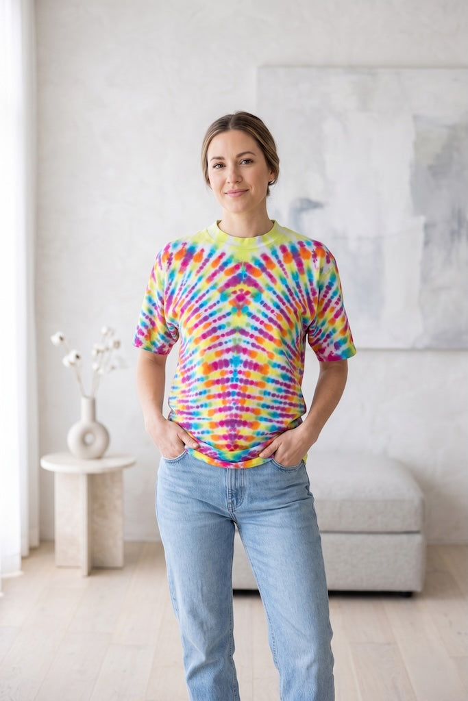 Vintage 1980s Tie Dye TShirt - Yellow Rainbow-ThisBlueBird