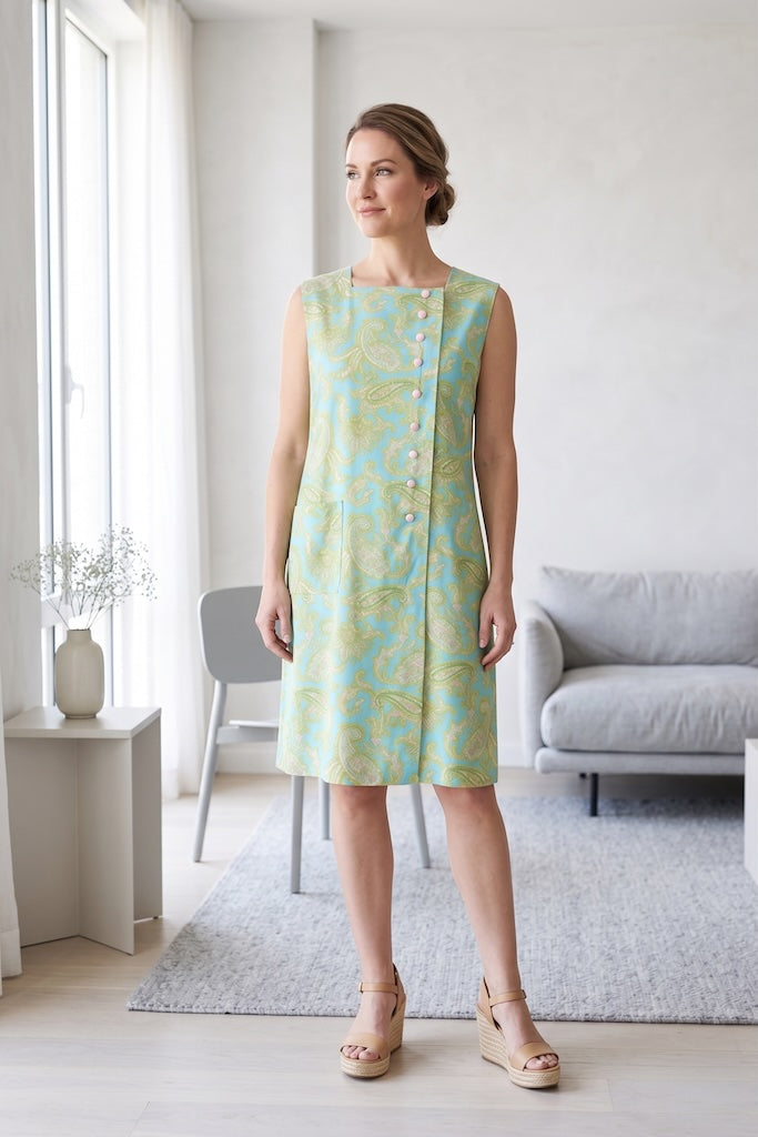 Vintage 60s Aqua Paisley Sundress-ThisBlueBird