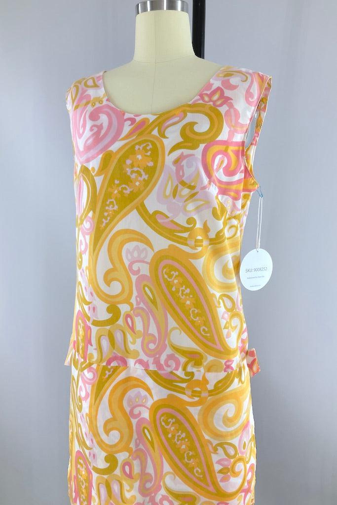Vintage 60s Paisley Tennis Romper Dress-ThisBlueBird