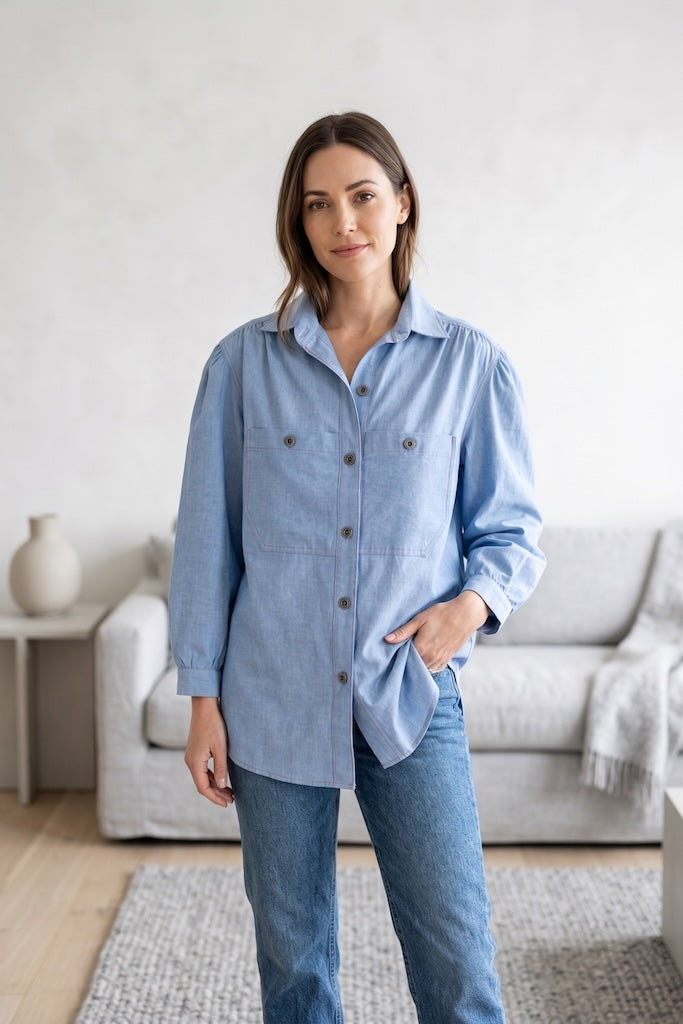 Vintage 70s Chambray Denim Shirt-ThisBlueBird