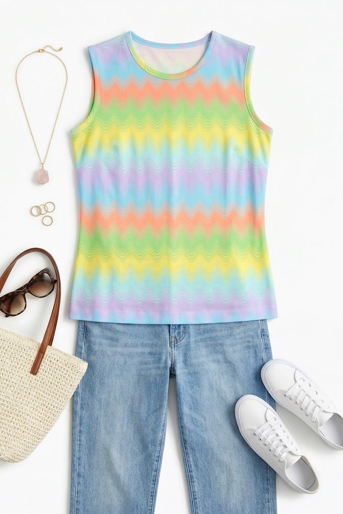Vintage 70s Pastel Rainbow Top-ThisBlueBird